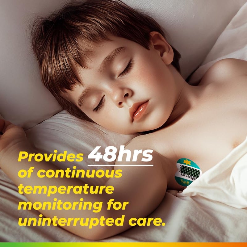 TRAXIT Wearable Children’s Axillary Thermometer – 48-Hour Continuous Read, Clinically Accurate, Single-Use Pediatric Thermometer for Kids, Babies, Toddlers & Infants (100-Pack (Celsius)) - Image 4