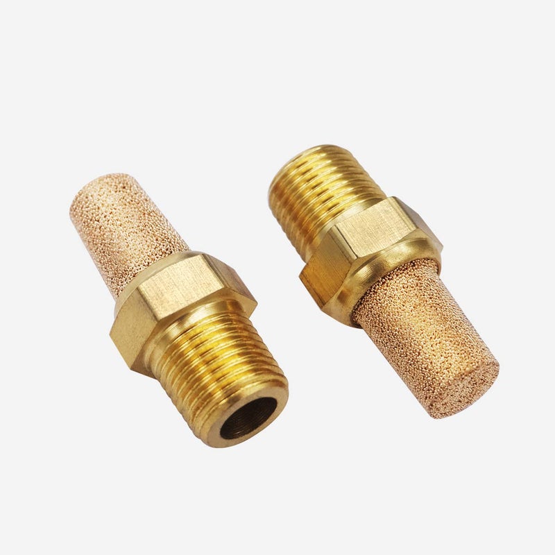 mxuteuk 10pcs Brass Pneumatic Muffler Filter Noise Silencer, Hex Sintered Silencer Air Line Fitting 1/8" NPT XYQ-G-(1-8) - Image 3