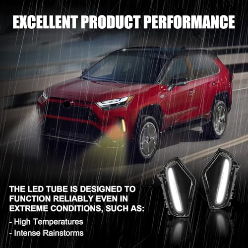 Fancemot LED Fog Lights White Daytime Running Lights (DRL) Amber Turn Signal Lights Compatible with 2019-2025 5th Gen Toyota RAV4 - Image 2