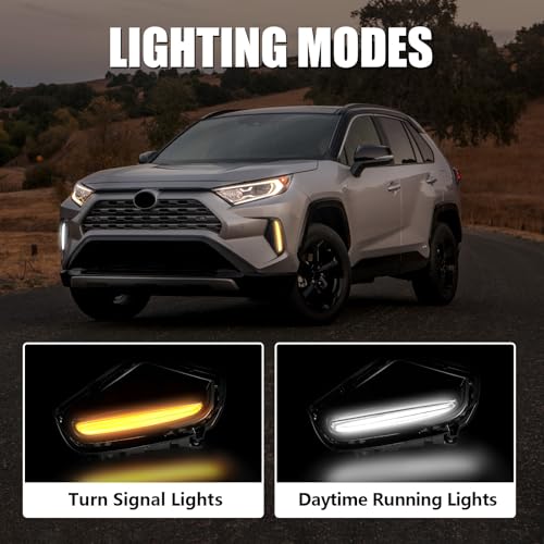 Fancemot LED Fog Lights White Daytime Running Lights (DRL) Amber Turn Signal Lights Compatible with 2019-2025 5th Gen Toyota RAV4 - Image 4
