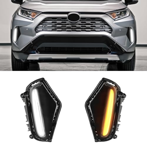 Fancemot LED Fog Lights White Daytime Running Lights (DRL) Amber Turn Signal Lights Compatible with 2019-2025 5th Gen Toyota RAV4 - Image 1