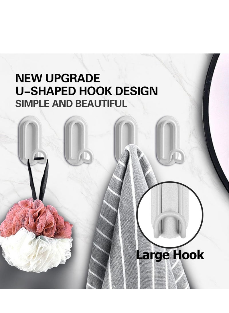 SYOSI Adhesive Hooks, Matte White Towel Hook, Sticky Hanger for Kitchen and Door, Bathroom Wall Hooks for Hanging Towel Robe Hat Coat Key, 4Packs  - Image 2