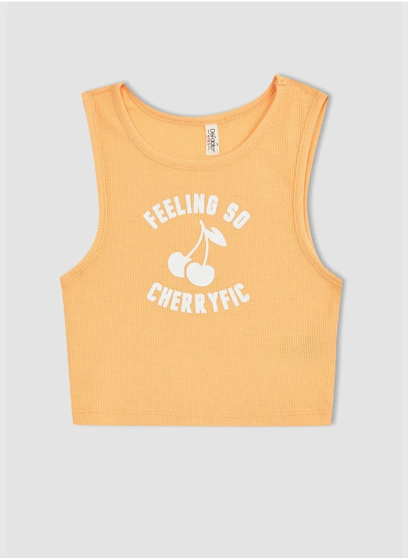 DeFacto Sleeveless Slogan Print Crop Vest