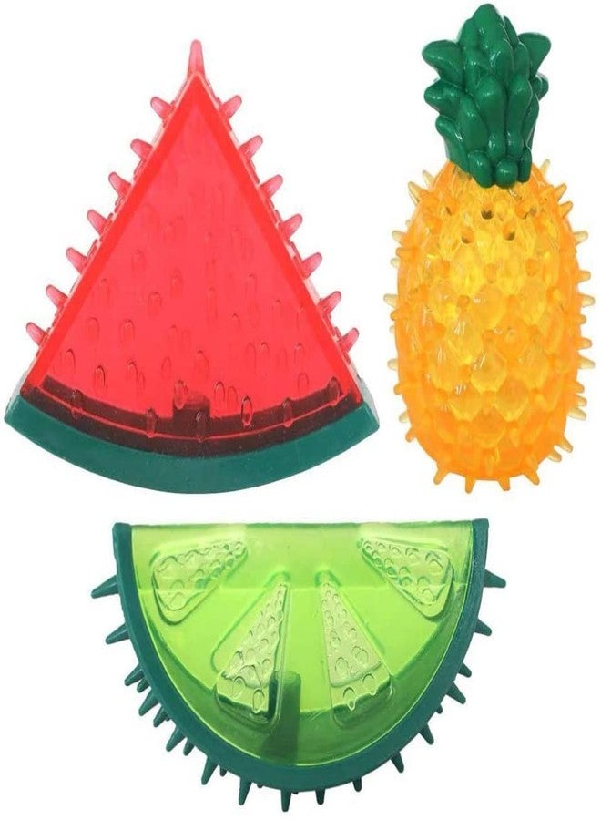 THE DDS STORE pcs Freezable Pet Teether Cooling Chew Toys Summer Fruit Lemon Pineapple Watermelon Design Bite- Resistant Dog Cooling Chew Toys for Dogs Teething Toys for Small Dogs Puppies - Image 1