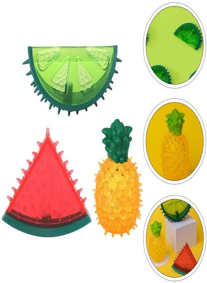 THE DDS STORE pcs Freezable Pet Teether Cooling Chew Toys Summer Fruit Lemon Pineapple Watermelon Design Bite- Resistant Dog Cooling Chew Toys for Dogs Teething Toys for Small Dogs Puppies - Image 4