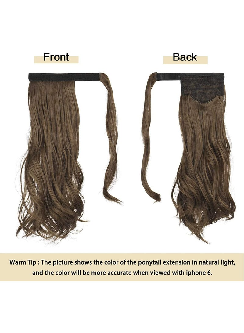 إستيل وصلة ذيل حصان مجعد 15 بوصة مقاومة للحرارة الاصطناعية الطبيعية المتموجة التفاف حول ذيل حصان وصلات شعر للنساء بني مجعد - Image 2