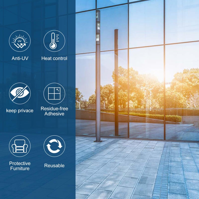 ADD.HERES One Way Window Privacy Film, Sun Blocking Anti UV Reflective Static Cling, Window Tint for Home and Office, No Glue Garage Solar Paper,Blue Silver, 17.5" x 78.7" - Image 4