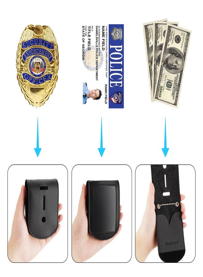 ويزدوم برو حامل شارة الشرطة من ويزدوم برو، حافظة جيب عالمية لشارة الشرطة مصنوعة من جلد البقر مع نافذة شفافة لبطاقة الهوية وفتحة داخلية للبطاقة، وإغلاق بخطاف وحلقة، وسلسلة من الخرز الفولاذي المقاوم للصدأ - مستطيل - Image 5