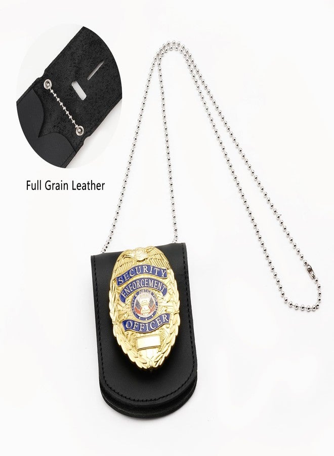 ويزدوم برو حامل شارة الشرطة من ويزدوم برو، حافظة جيب عالمية لشارة الشرطة مصنوعة من جلد البقر مع نافذة شفافة لبطاقة الهوية وفتحة داخلية للبطاقة، وإغلاق بخطاف وحلقة، وسلسلة من الخرز الفولاذي المقاوم للصدأ - مستطيل - Image 4