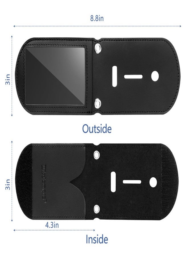 ويزدوم برو حامل شارة الشرطة من ويزدوم برو، حافظة جيب عالمية لشارة الشرطة مصنوعة من جلد البقر مع نافذة شفافة لبطاقة الهوية وفتحة داخلية للبطاقة، وإغلاق بخطاف وحلقة، وسلسلة من الخرز الفولاذي المقاوم للصدأ - مستطيل - Image 3
