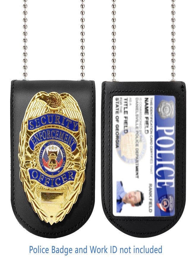 ويزدوم برو حامل شارة الشرطة من ويزدوم برو، حافظة جيب عالمية لشارة الشرطة مصنوعة من جلد البقر مع نافذة شفافة لبطاقة الهوية وفتحة داخلية للبطاقة، وإغلاق بخطاف وحلقة، وسلسلة من الخرز الفولاذي المقاوم للصدأ - مستطيل - Image 2