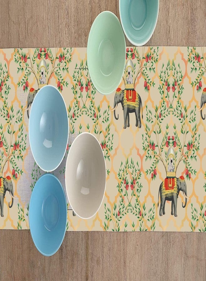 homewards Digitally Printed Peach Elephant Table Runner Size 13X72 inches - Image 5