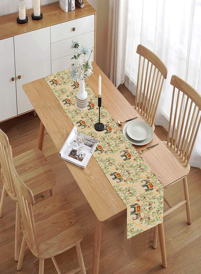homewards Digitally Printed Peach Elephant Table Runner Size 13X72 inches - Image 2