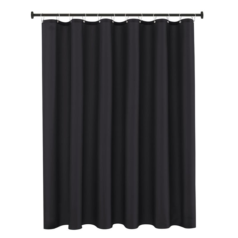 Biscaynebay Fabric Extra Long Shower Curtain Liners 72 Width by 96 Length Black Water Resistant Bathroom Curtains Rust Resistant Grommets Top Weighted Bottom Machine Washable