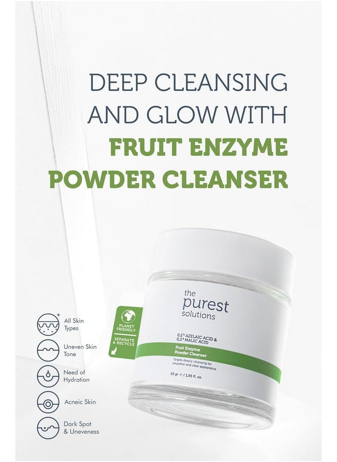 the purest solutions The Purest Solutions Fruit Enzyme Powder Cleanser (0.2% Azelaic Acid & 0.2% Malic Acid) - Pore Cleaning & Skin Regeneration - All Skin Types - Vegan | Cruelty Free | Eco Friendly (1.94 oz)  - Image 3