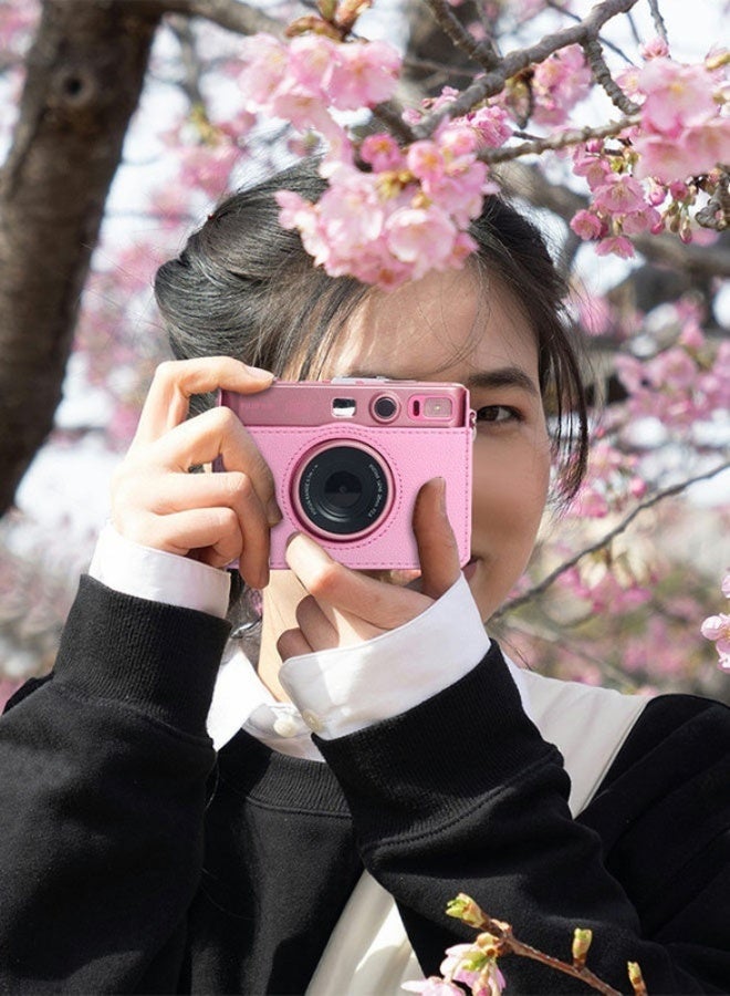 إنستاكس كاميرا فوجي فيلم إنستاكس ميني إيفو الهجينة الفورية باللون الوردي + حقيبة كاميرا وردية + 20 ورقة فيلم إنستاكس ميني + بطاقة ذاكرة microSD سعة 32 جيجابايت - Image 3