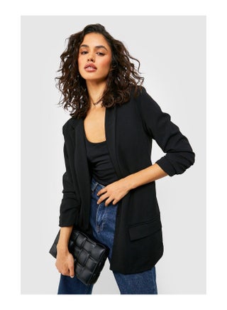 Ruched Sleeve Jersey Tailored Blazer