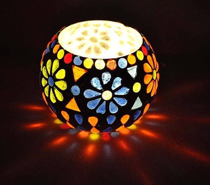 MOSAIC TEA LIGHT HOLDER DIWALI LIGHTS CANDLE HOLDER SHOWPIECE ANTIQUE GIFT 3 INCH