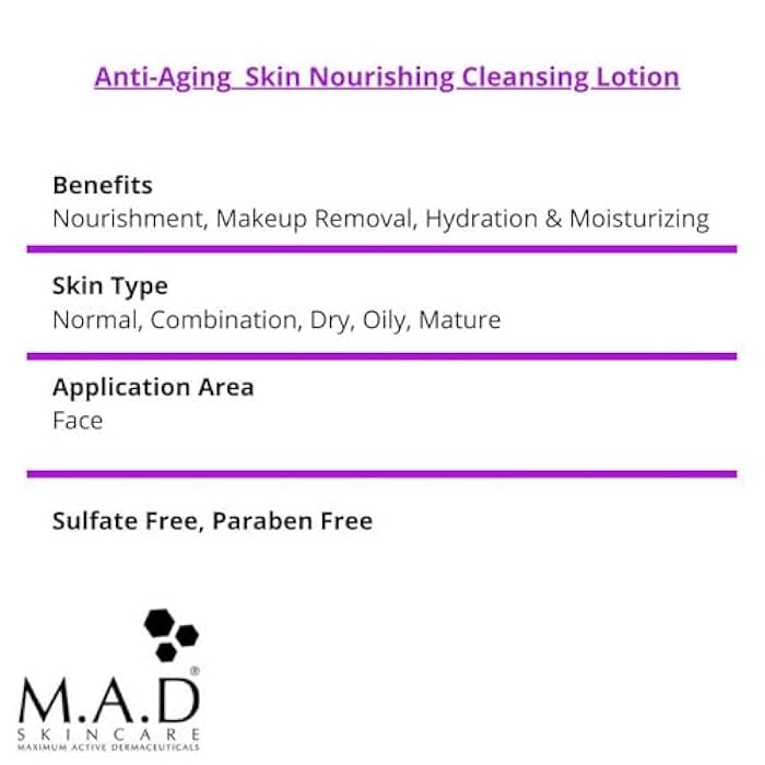 M.A.D Skincare Anti-Aging Nourishing Cleansing Lotion - Non-drying, Gentle Cleansing - Image 2