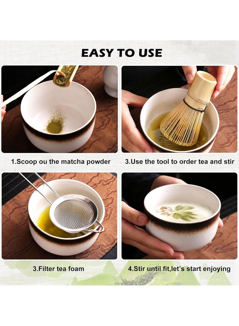 Flushrenic Matcha Kit Set,Matcha Whisk Set,Matcha Bowl and Bamboo Matcha Whisk, Scoop, Spoon, Sifter, Whisk Holder, 6pcs Perfect Matcha Starter Kit for Matcha Tea Ceremony - Image 3