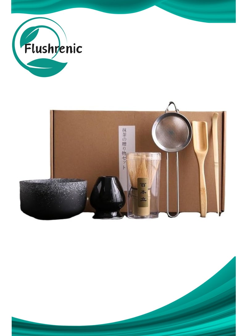 Flushrenic Matcha Kit Set,Matcha Whisk Set,Matcha Bowl and Bamboo Matcha Whisk, Scoop, Spoon, Sifter, Whisk Holder, 6pcs Perfect Matcha Starter Kit for Matcha Tea Ceremony - Image 1