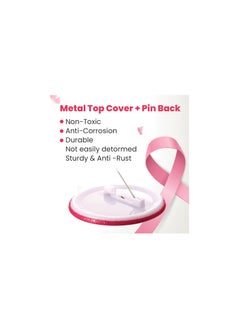 PRINTSHOP4ME PinkCancer Awareness Button Badges - Pinback Buttons, Brooch Lapel Pins - Round Button Pins for Fundraising Events - Ideal for October pinkcancer Awareness Month  - Image 2