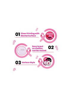 PRINTSHOP4ME PinkCancer Awareness Button Badges - Pinback Buttons, Brooch Lapel Pins - Round Button Pins for Fundraising Events - Ideal for October pinkcancer Awareness Month  - Image 4
