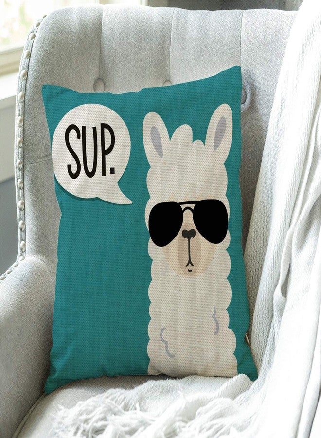 Swono Funny Llama Decorative Throw Pillow Cover Case,Sup Llama Cotton Linen Outdoor Pillow Cases Square Standard Cushion Covers for Sofa Couch Bed Car 18x18 inch - Image 3