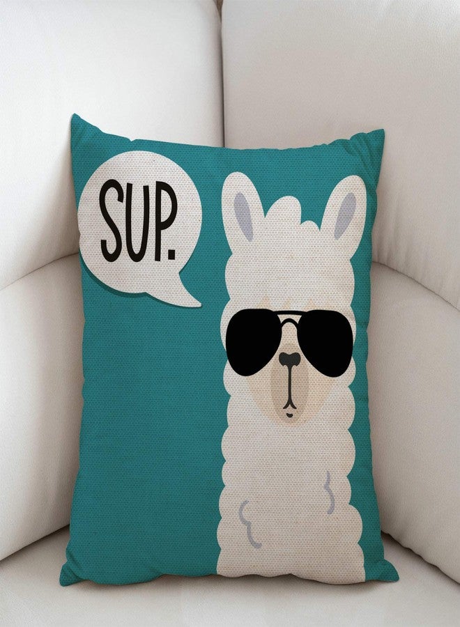 Swono Funny Llama Decorative Throw Pillow Cover Case,Sup Llama Cotton Linen Outdoor Pillow Cases Square Standard Cushion Covers for Sofa Couch Bed Car 18x18 inch - Image 2