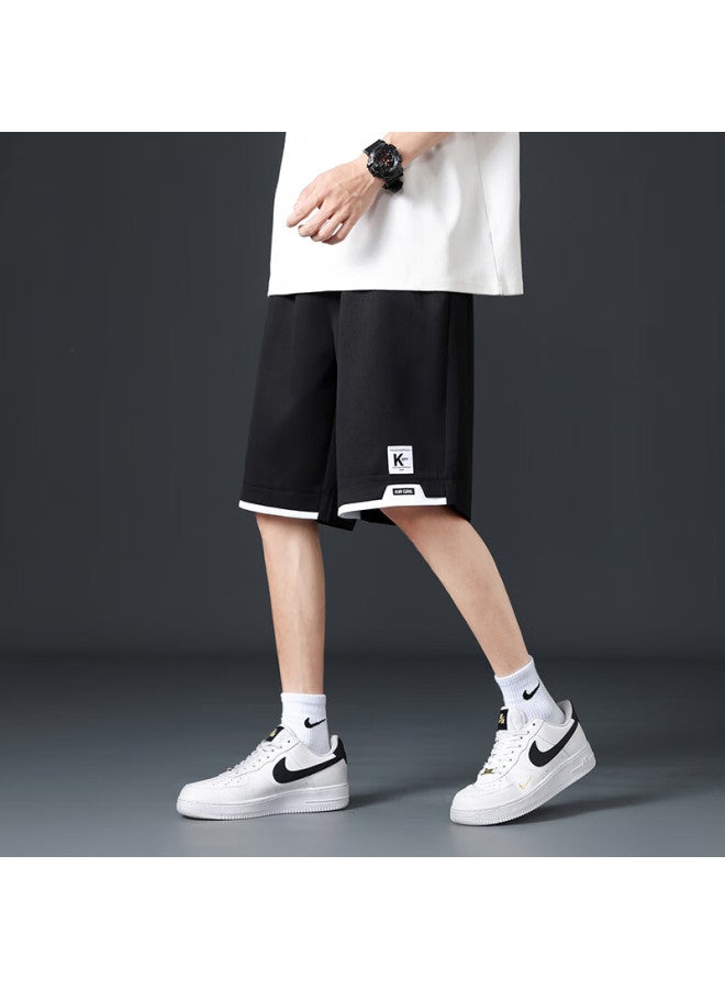 Dingfengbaoluo Ice Silk Shorts For Men, Summer Quick-dry Cargo Pants, Loose Casual Sports Knee-length Shorts, 2525 Black XL - Image 3