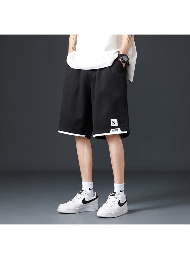 Dingfengbaoluo Ice Silk Shorts For Men, Summer Quick-dry Cargo Pants, Loose Casual Sports Knee-length Shorts, 2525 Black XL - Image 1