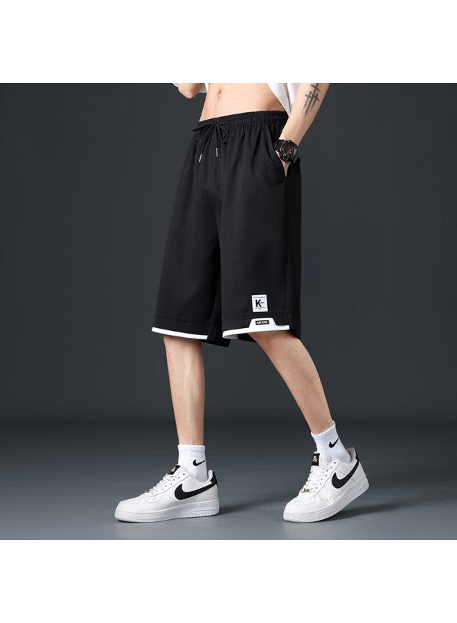 Dingfengbaoluo Ice Silk Shorts For Men, Summer Quick-dry Cargo Pants, Loose Casual Sports Knee-length Shorts, 2525 Black XL - Image 4