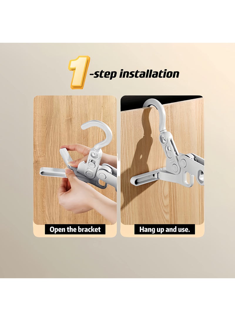 SYOSI حامل تجفيف الملابس القابل للطي، مع 5 شماعات سفر، حامل تجفيف حائط قابل للطي، حامل ملابس لغرفة الغسيل مع 5 فتحات للتخييم الخارجي والسفر، فندق شقة، شقة طلاب، حمام... - Image 4