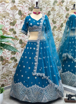 “Midnight Spark” – Faux Georgette Lehenga Set with Net Dupatta & All-Over Sequin Embroidery - pzsku/Z3EAB272BFE2DC10D7B5BZ/45/1750188295/7be45b01-395e-4586-b25a-a1b8953d722c