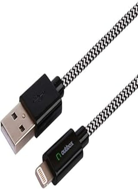 Outbox lightning to usb charging and data transferring cable for apple mobile phones, 2.4 a, 1.2 meters - black and white-result.feed.gl_electronics-size