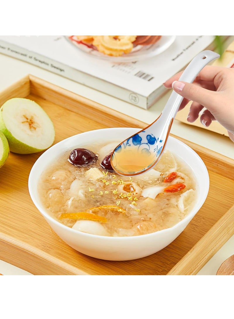 Oasisgalore 4 Pcs Ceramic Soup Spoons, Ramen Spoons with Long Handle, for Ramen, Pho, Cereal, Wonton, Dumpling - Image 5