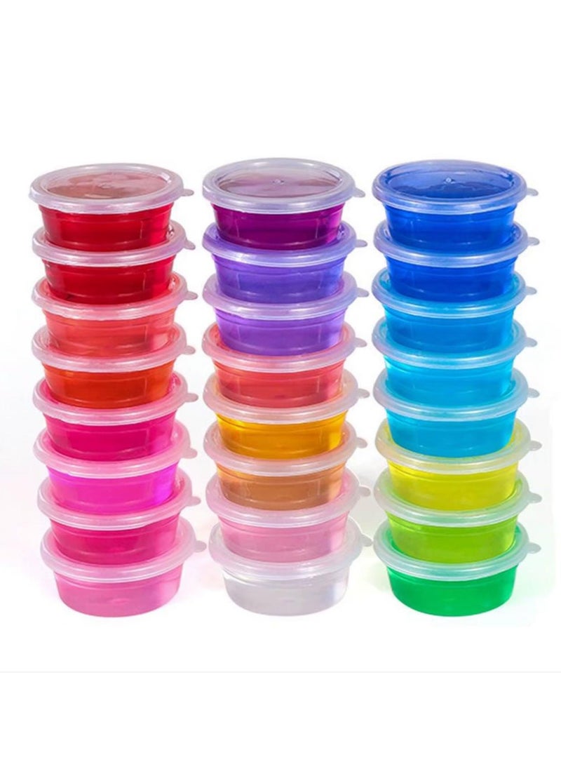 null - 4-pack mini slime packs. Each pack contains a different color of slime. Bright and varied colors: The set comes in attractive colors, such as red, orange, yellow, green, blue, purple, and more, stimulating children's visual senses. Fun texture: The slime has a soft, rubbery texture. - Image 1