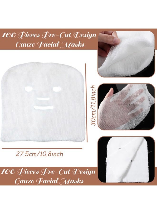 Leelosp 100 Pieces Gauze Mask Large Precut Gauze Face Masks Soft Pads White Net Natural Spa Skin Paper Sheet for Home Beauty Salon DIY Mesh Face Care Beauty Salons  - Image 3