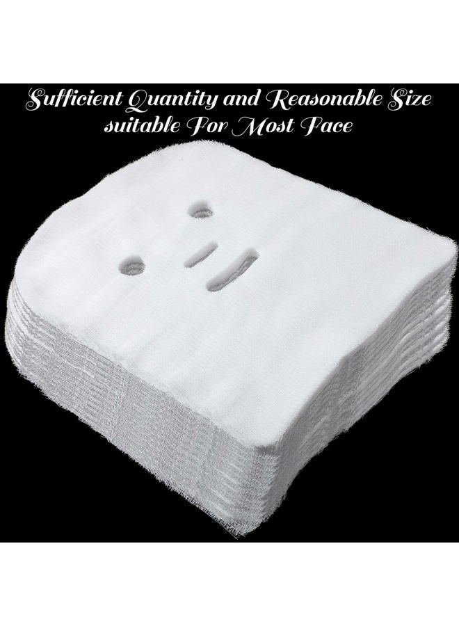 Leelosp 100 Pieces Gauze Mask Large Precut Gauze Face Masks Soft Pads White Net Natural Spa Skin Paper Sheet for Home Beauty Salon DIY Mesh Face Care Beauty Salons  - Image 4
