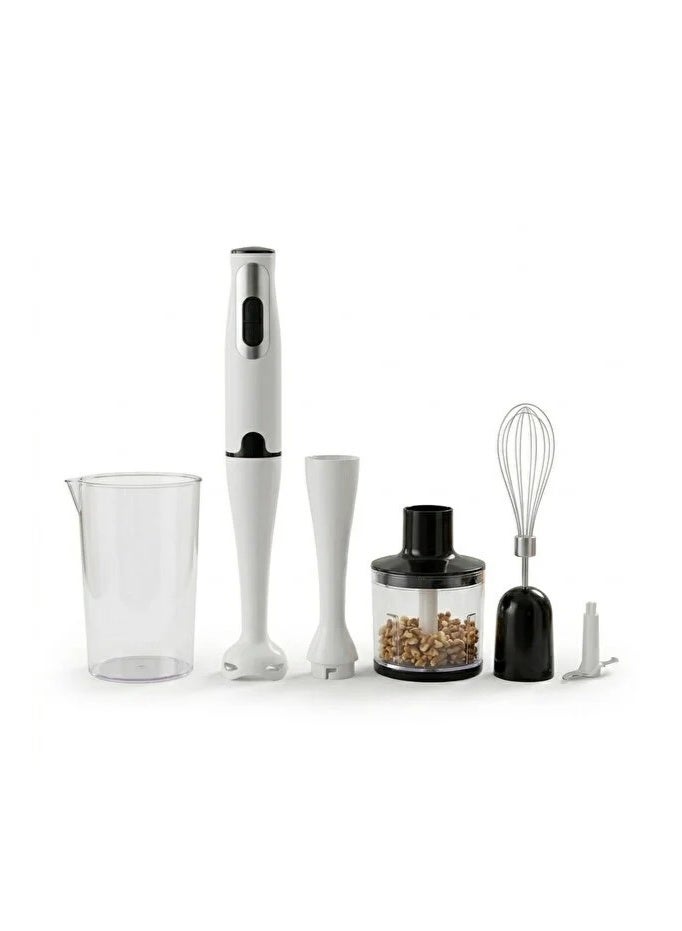 4-in-1 electric hand blender, featuring a 500ml food chopper, a stainless steel whisk, and a 700ml mixing bowl. - Image 3