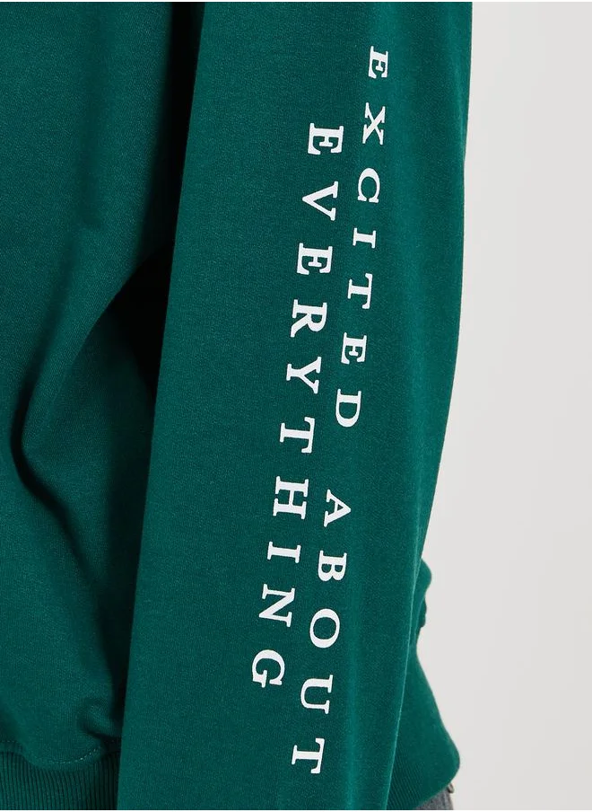 Styli Regular Fit Longline Slogan Sweatshirt