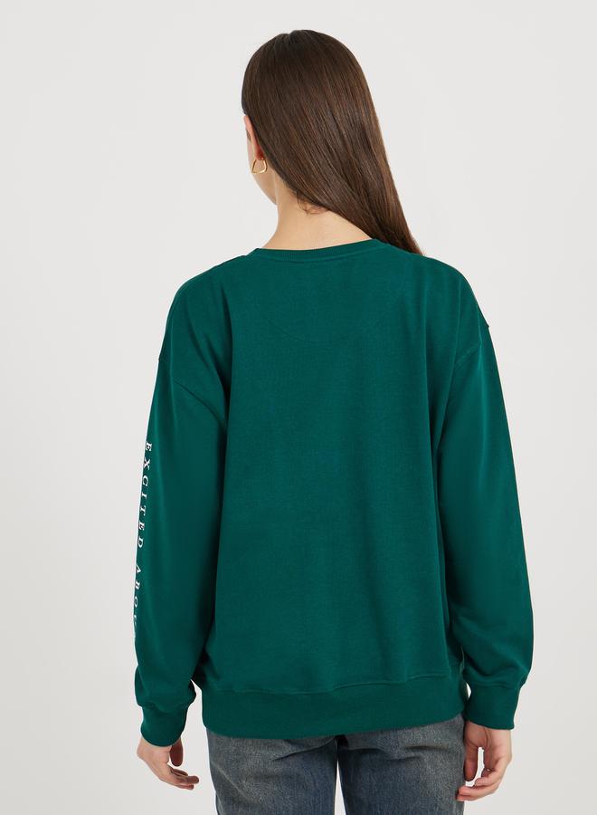 Styli Regular Fit Longline Slogan Sweatshirt  - Image 3