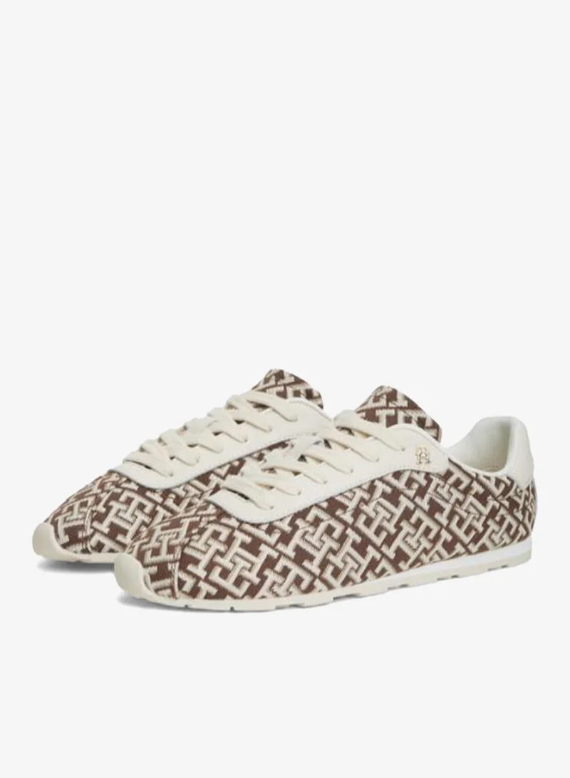 Tommy Hilfiger Rich Walnut TH Monogram Textile Trainers for Women | Best Price UAE