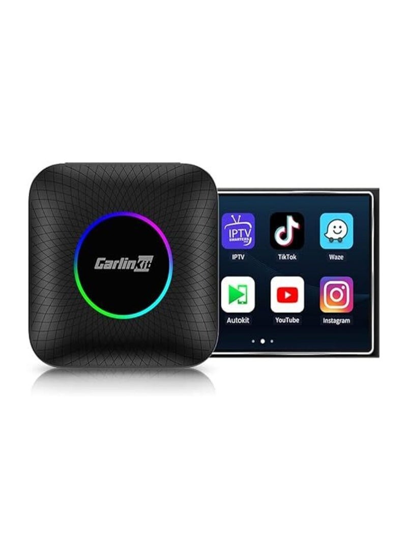 Carlinkit - Carlinkit Android 13 Ai Box LED , Qualcomm, 4+64GB, 3-in-1 Adapter with 4G Cellular, Streaming Video, TF Card, Built-in Google Play, Only Suitable for Wired Car Play Cars - Image 1