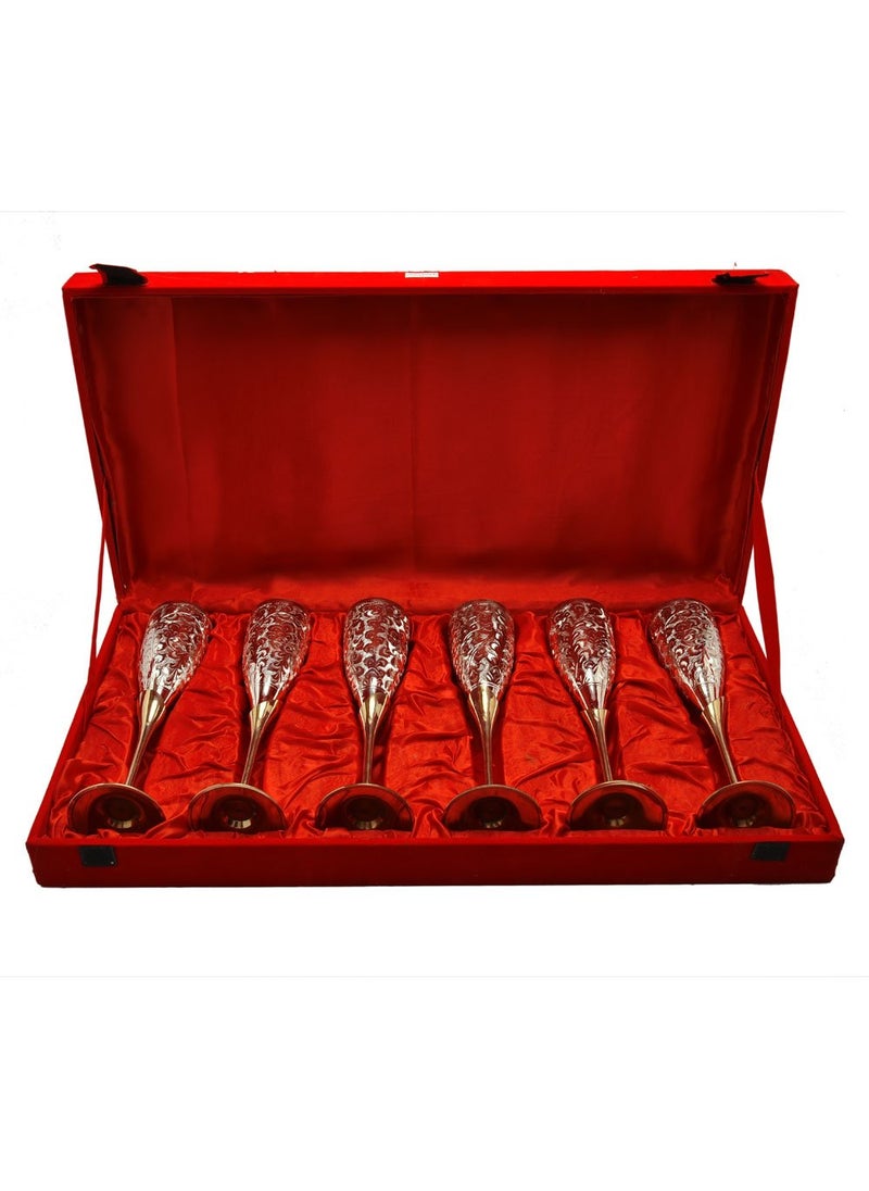 AC ANAND CRAFTS AC ANAND CRAFTS Silver Plated Brass Wine Glass Set of 6 for Diwali Gift  - Image 2
