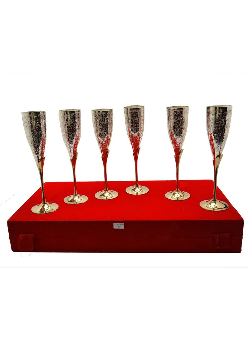 AC ANAND CRAFTS AC ANAND CRAFTS Silver Plated Brass Wine Glass Set of 6 for Diwali Gift  - Image 4