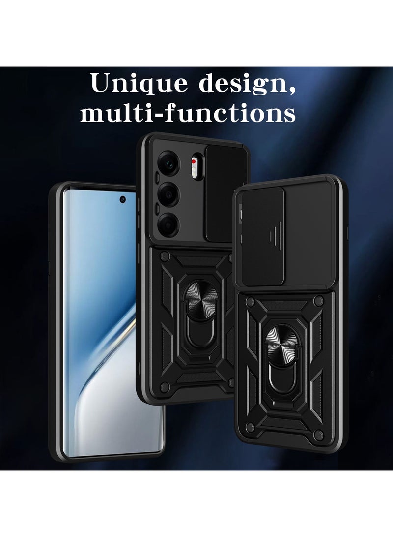 general Case Compatible with Tecno Camon 40Pro 4G, Sliding Camera Cover, 360° Metal Ring Mount, Compatible with Magnetic Car Mount, 2-in-1 Hybrid Shockproof Case - Image 2