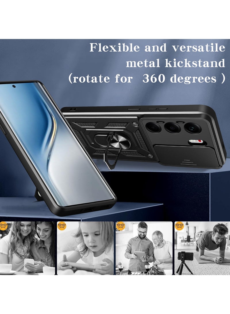 general Case Compatible with Tecno Camon 40Pro 4G, Sliding Camera Cover, 360° Metal Ring Mount, Compatible with Magnetic Car Mount, 2-in-1 Hybrid Shockproof Case - Image 4