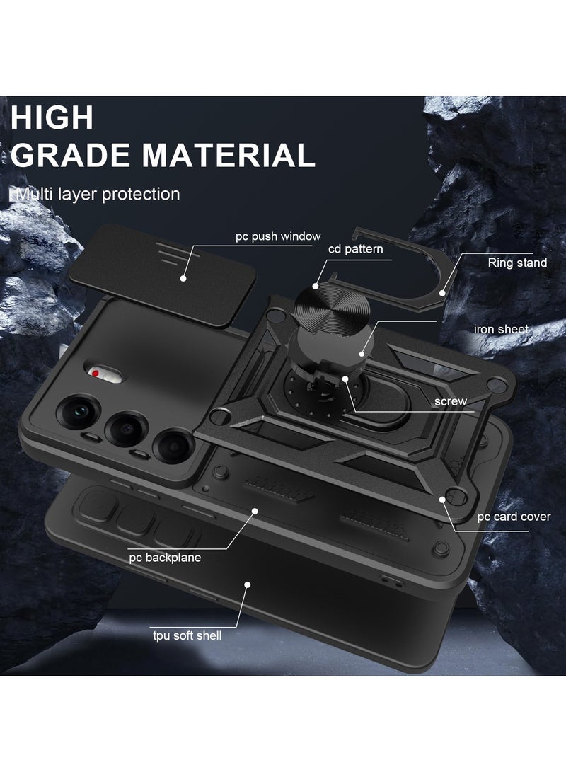 general Case Compatible with Tecno Camon 40Pro 4G, Sliding Camera Cover, 360° Metal Ring Mount, Compatible with Magnetic Car Mount, 2-in-1 Hybrid Shockproof Case - Image 5