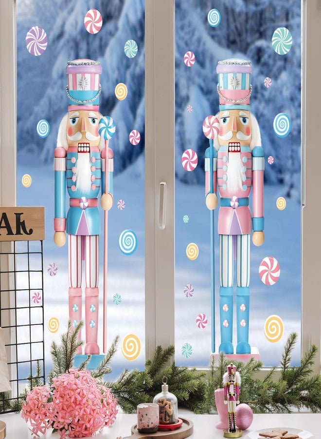 Ivenf Christmas Window Clings Decorations: 2 Sheets Extra Large 3D-Effect Nutcracker Soldiers Christmas Window Clings, Cute Candyland Pink Nutcracker Xmas Stickers for Home Office Holiday Party Décor - Image 5